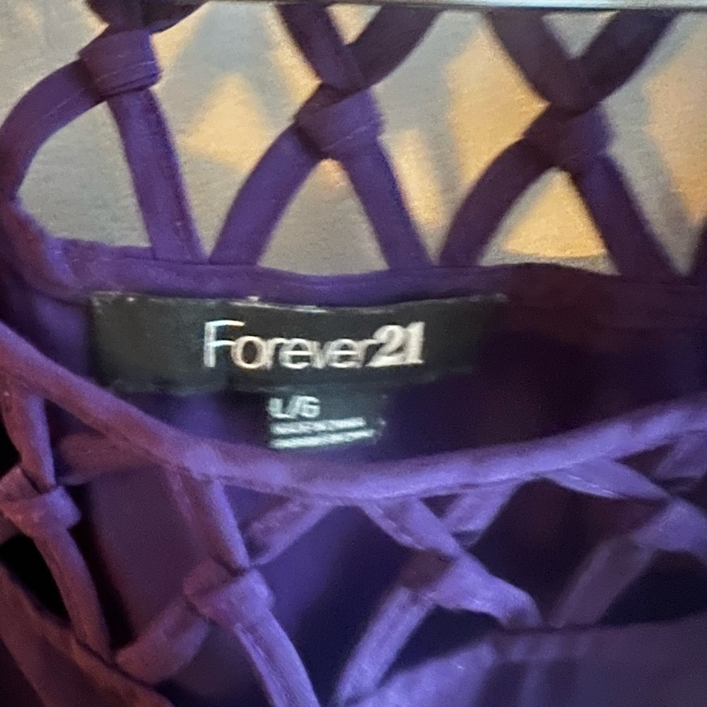 Forever 21 Purple Blouse with Cutout Neckline - Picture 2 of 9